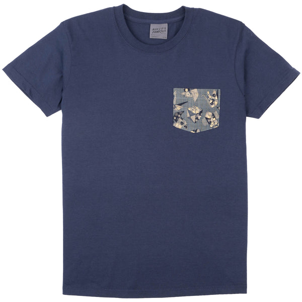 Pocket Tee - Navy - Origami Poplin - Blue