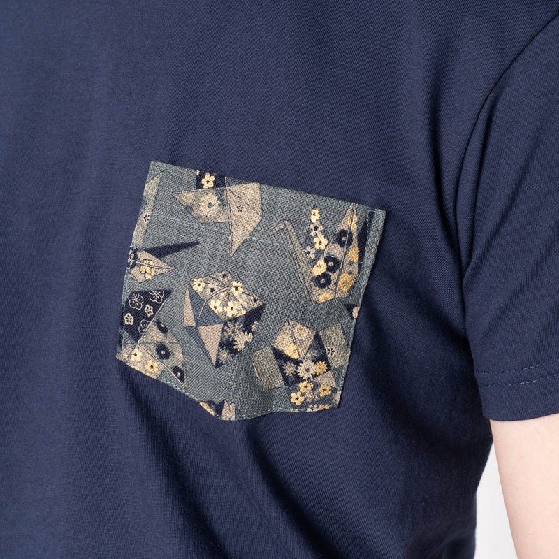 Pocket Tee - Navy - Origami Poplin - Blue