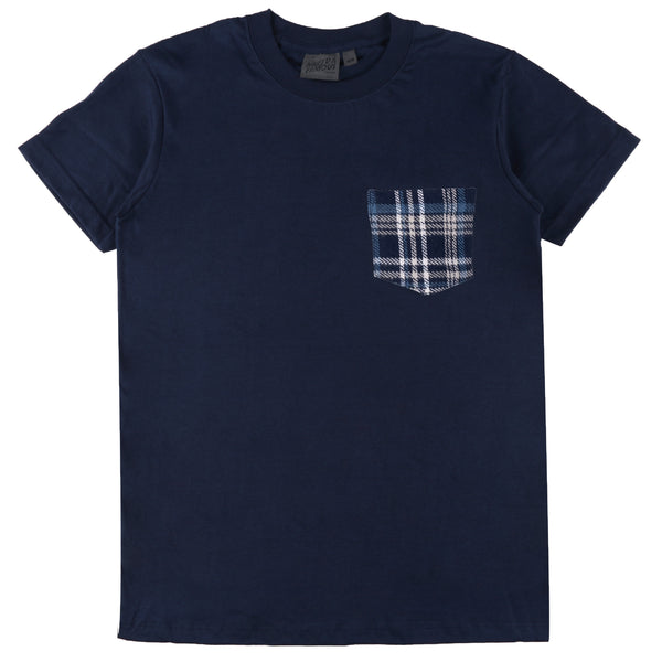 Pocket Tee - Navy + Triple Yarn Twill Check Brush - Navy | Naked & Famous Denim