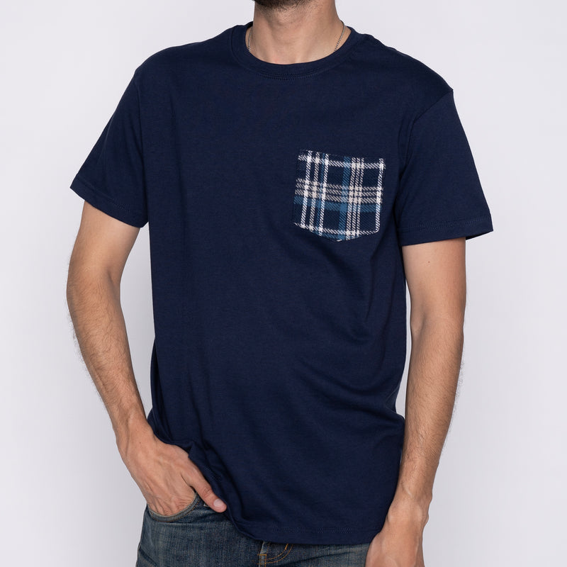 Pocket Tee - Navy + Triple Yarn Twill Check Brush - Navy | Naked & Famous Denim