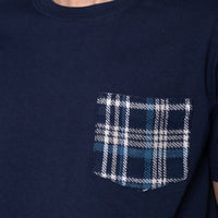 Pocket Tee - Navy + Triple Yarn Twill Check Brush - Navy | Naked & Famous Denim