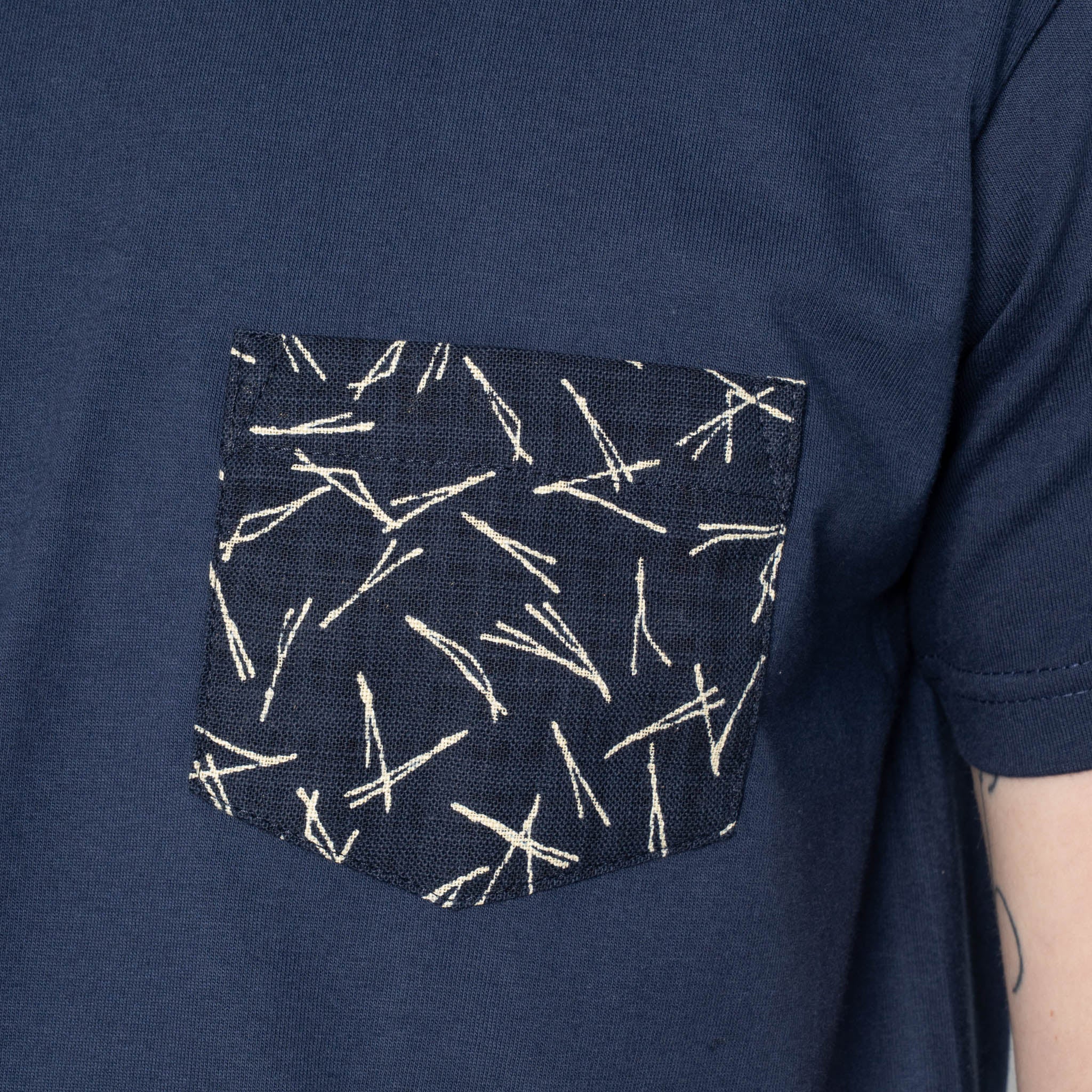 Pocket Tee - Navy + Matsuba Pine Needles - Indigo by Naked & Famous Denim