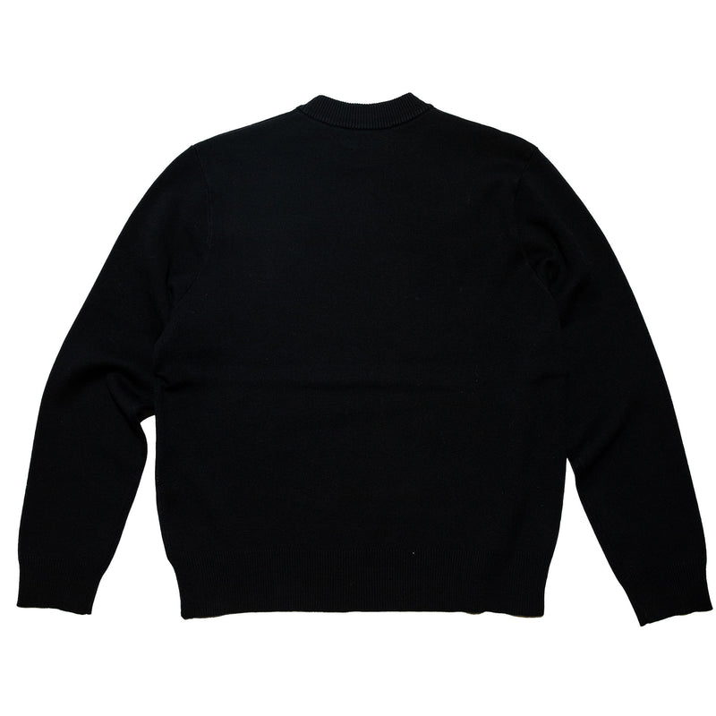 Intarsia knit Slub Sweater - Black