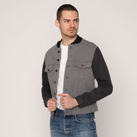 Color Block Denim Jacket - Black/Grey