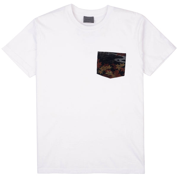 Pocket Tee - White - Printed Autumn - Navy