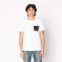 Pocket Tee - White - Printed Autumn - Navy