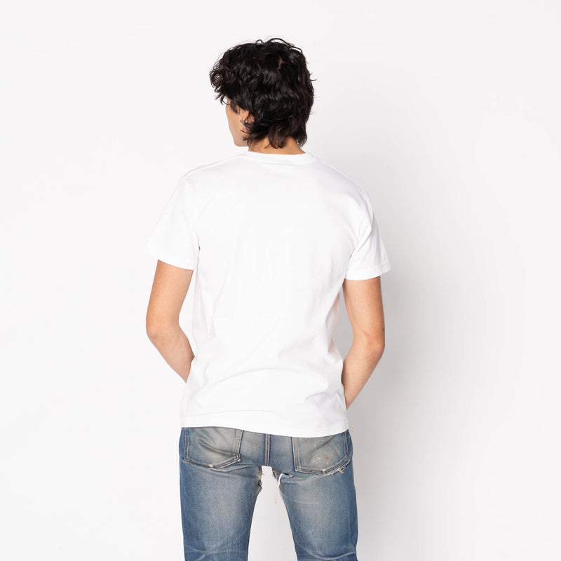 Pocket Tee - White - Origami Poplin - Blue