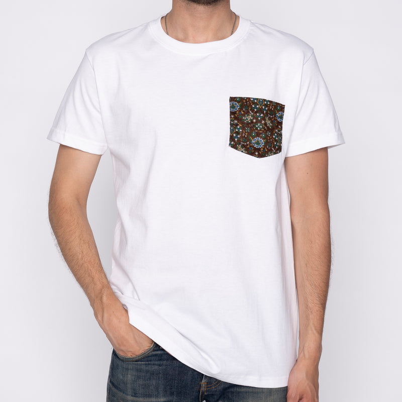 Pocket Tee - White + Bandana Cloth - Brown | Naked & Famous Denim