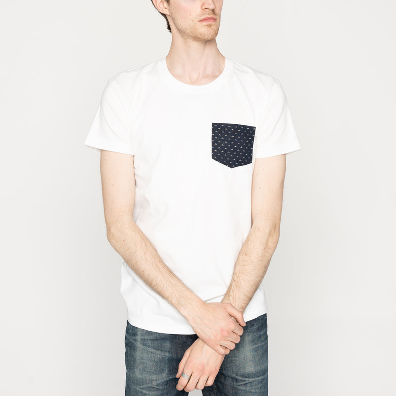 Pocket Tee - White - Kimono Triangles