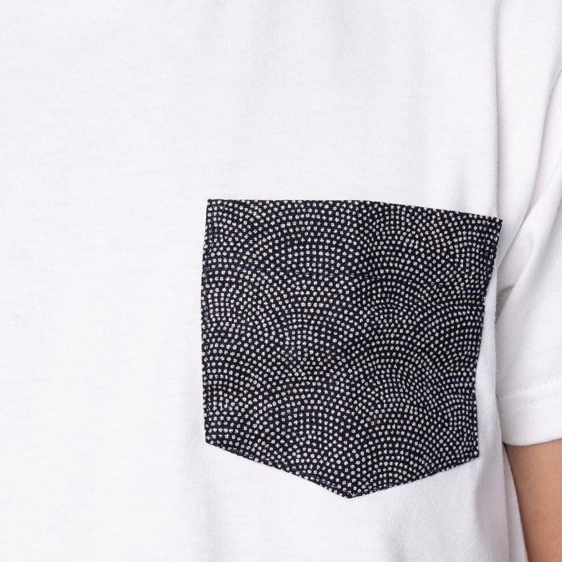 Pocket tee - White + Kimono Print - Scales | Naked & Famous Denim