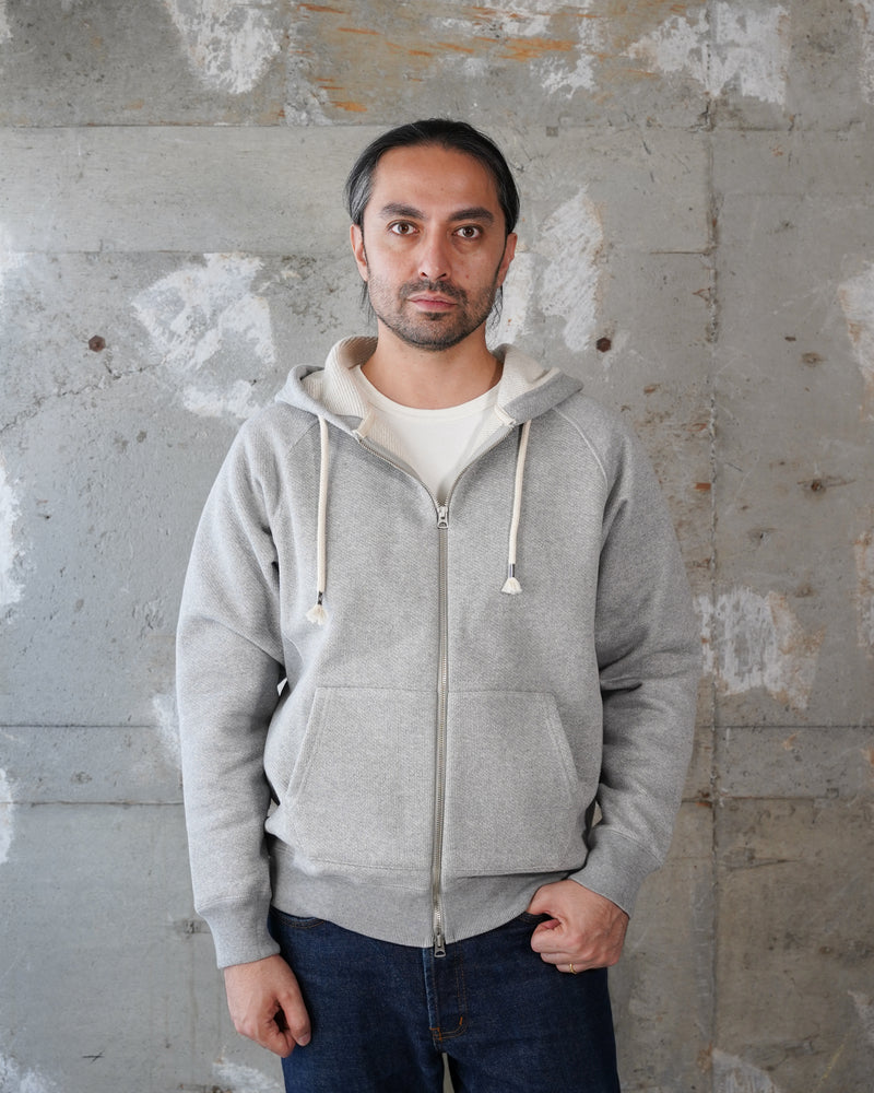 Zip Hoodie - 876gsm Double Heavyweight French Terry - Heather Grey