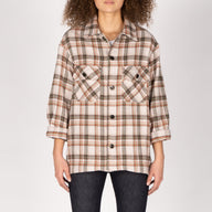 Over Shirt - Triple Yarn Twill Check Brush - Beige by Naked & Famous Denim