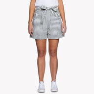 Wide Cuffed Short - Seersucker Stripe - Blue/Cream by Naked & Famous Denim