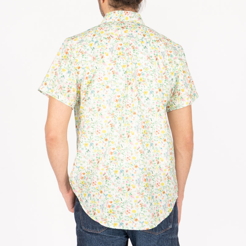 Short Sleeve Easy Shirt - Flower Painting - White | Naked & Famous Denim