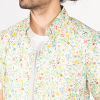 Short Sleeve Easy Shirt - Flower Painting - White | Naked & Famous Denim