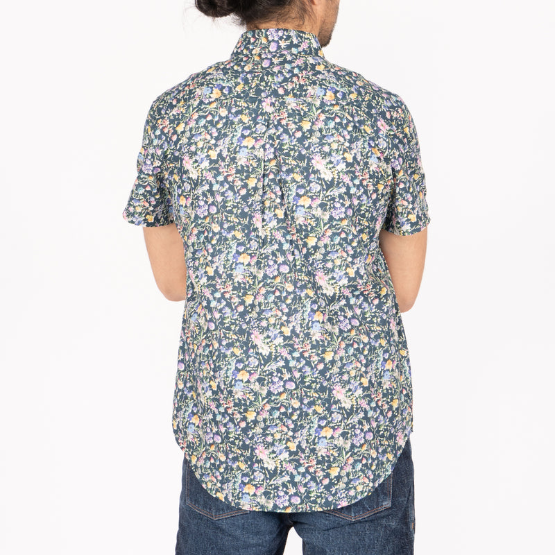 Short Sleeve Easy Shirt - Flower Painting - Navy | Naked & Famous Denim