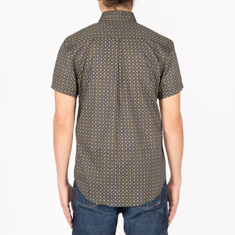 Short Sleeve Easy Shirt - Medallions Print - Navy | Naked & Famous Denim