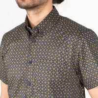 Short Sleeve Easy Shirt - Medallions Print - Navy | Naked & Famous Denim