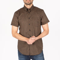 Short Sleeve Easy Shirt - Medallions Print - Black | Naked & Famous Denim