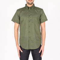 Short Sleeve Easy Shirt - Medallions Print - Green | Naked & Famous Denim