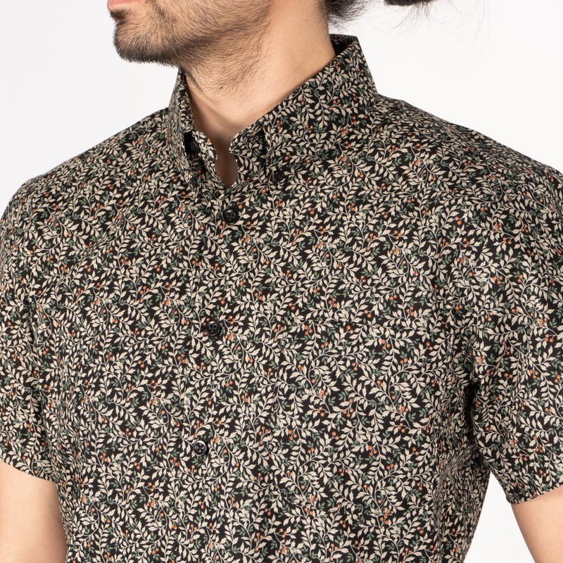 Short Sleeve Easy Shirt - Nuts & Berry -Black | Naked & Famous Denim