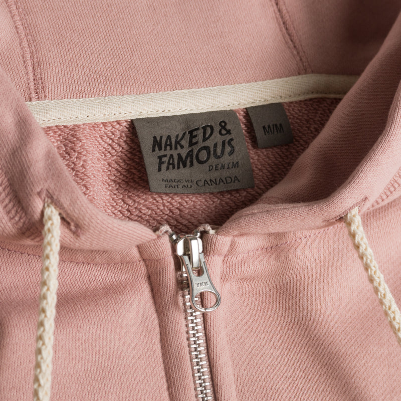 Zip Hoodie - Heavyweight Terry - Blush | Naked & Famous Denim