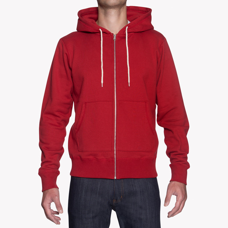 Zip Hoodie - Heavyweight Terry - Red | Naked & Famous Denim