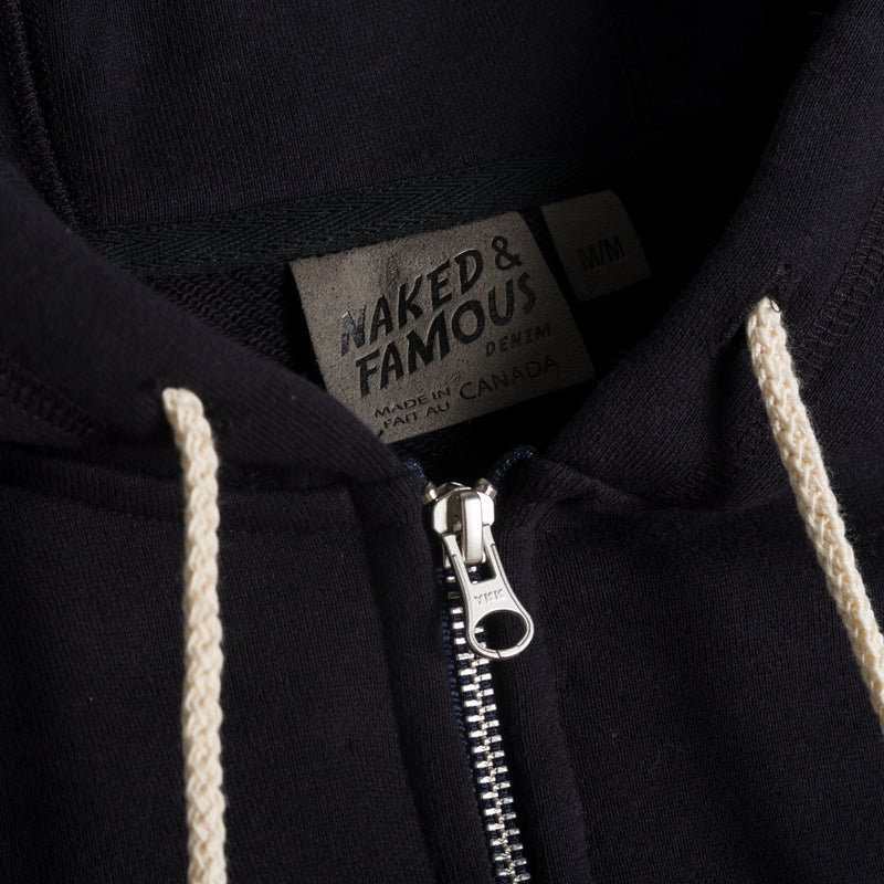 Zip Hoodie - Heavyweight Terry - Black | Naked & Famous Denim