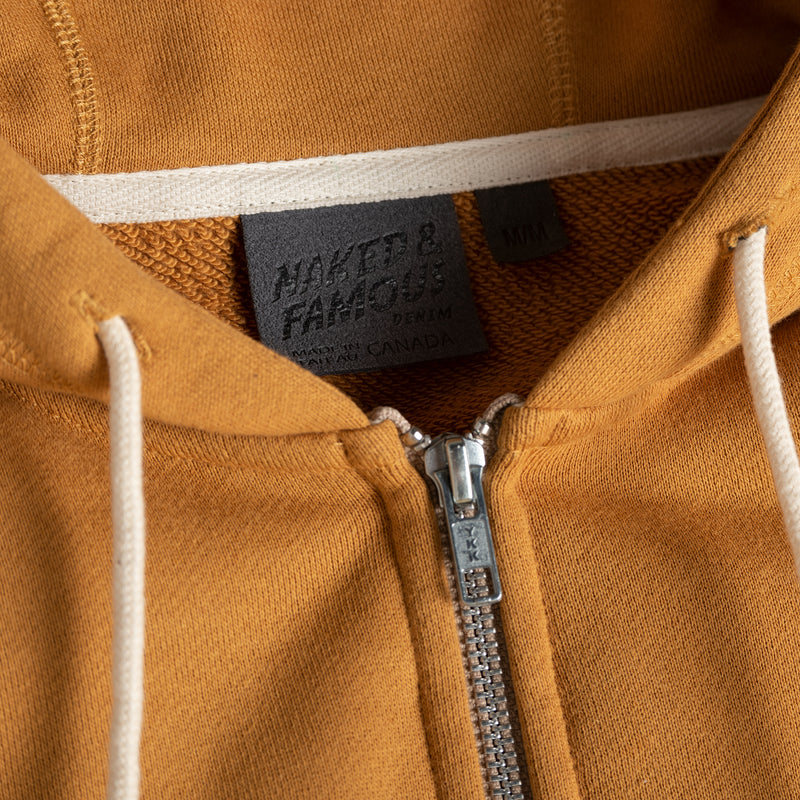 Zip Hoodie - Heavyweight Terry - Amber | Naked & Famous Denim