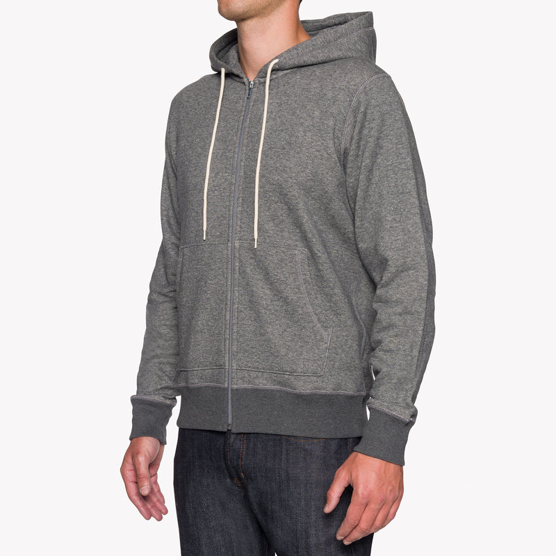 Zip Hoodie - Heavyweight Terry - Charcoal | Naked & Famous Denim