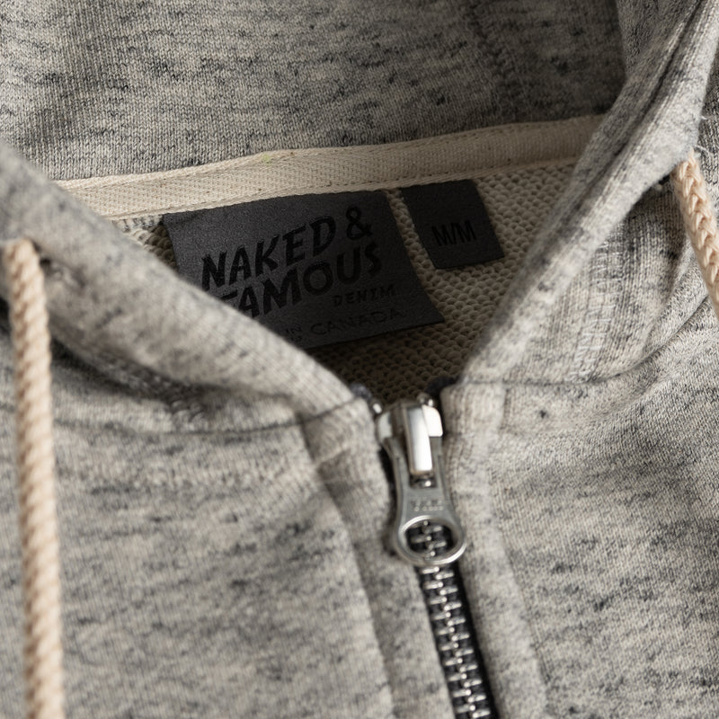 Zip Hoodie - Heavyweight Terry - Grey | Naked & Famous Denim