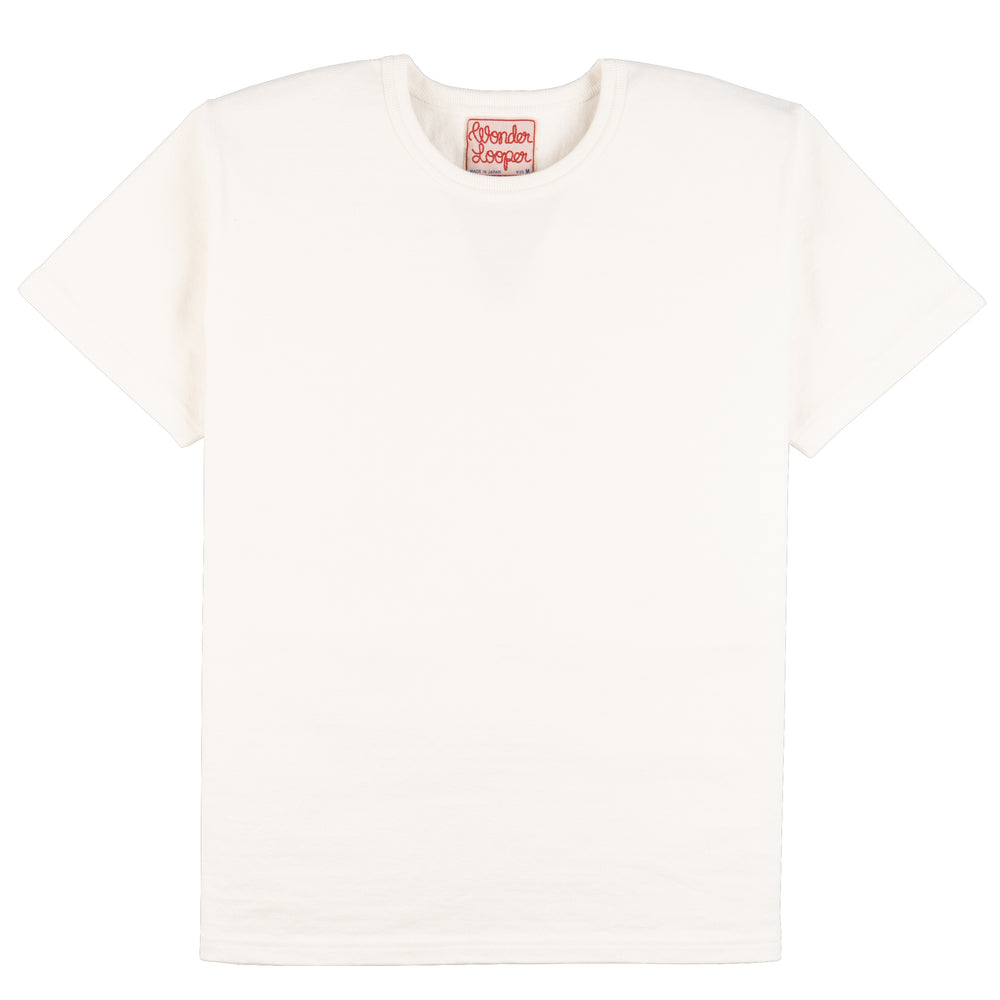Crewneck T-shirt - Double Heavyweight - White by Wonder Looper