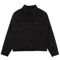 Stealth Pocket Denim Jacket - Solid Black Selvedge - front 