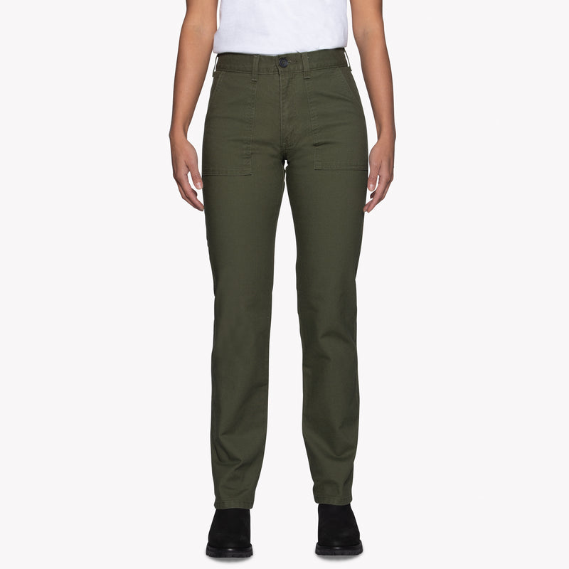 Women's - Fatigue Pant - Green Canvas | Naked & Famous Denim