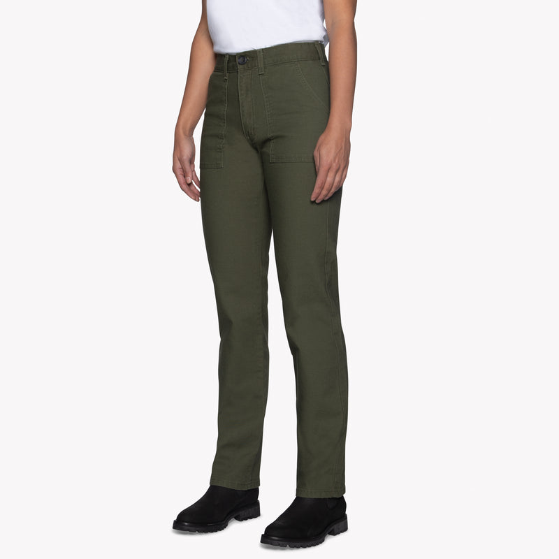 Women's - Fatigue Pant - Green Canvas | Naked & Famous Denim