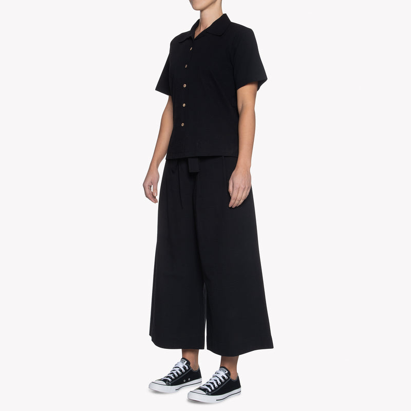 Wide Pant - Seersucker 40s - Black | Naked & Famous Denim