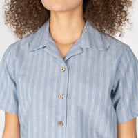 Camp Collar Shirt - Vintage Dobby Stripes - Pale Blue