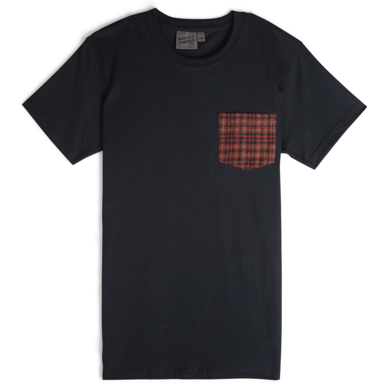 Pocket Tee - Black - Brushed Vintage Flannel - Red | Naked & Famous Denim