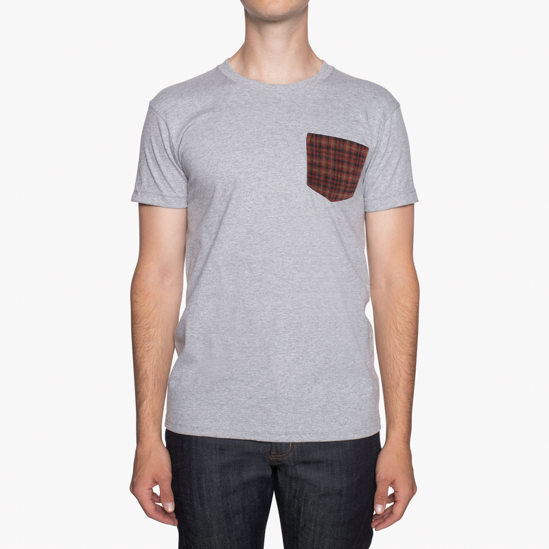 Pocket Tee - Heather Grey - Brushed Vintage Flannel - Red | Naked & Famous Denim