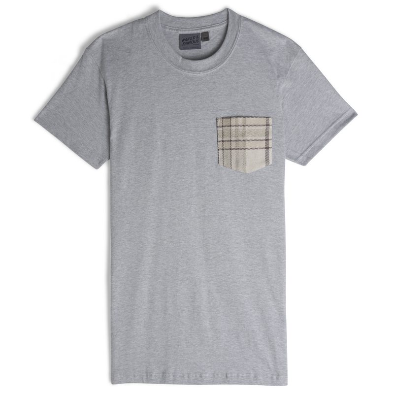 Pocket Tee - Heather Grey - Brushed Vintage Flannel - Pale Grey | Naked & Famous Denim