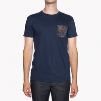 Pocket Tee - Navy - Botanical Print - Navy | Naked & Famous Denim