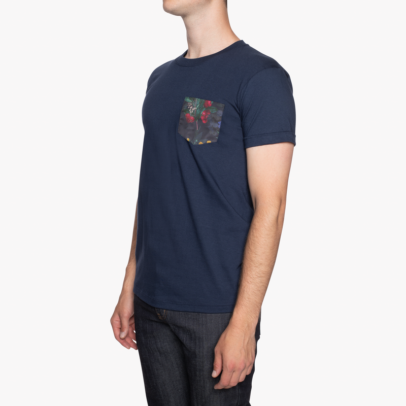 Pocket Tee - Navy - Botanical Print - Navy | Naked & Famous Denim