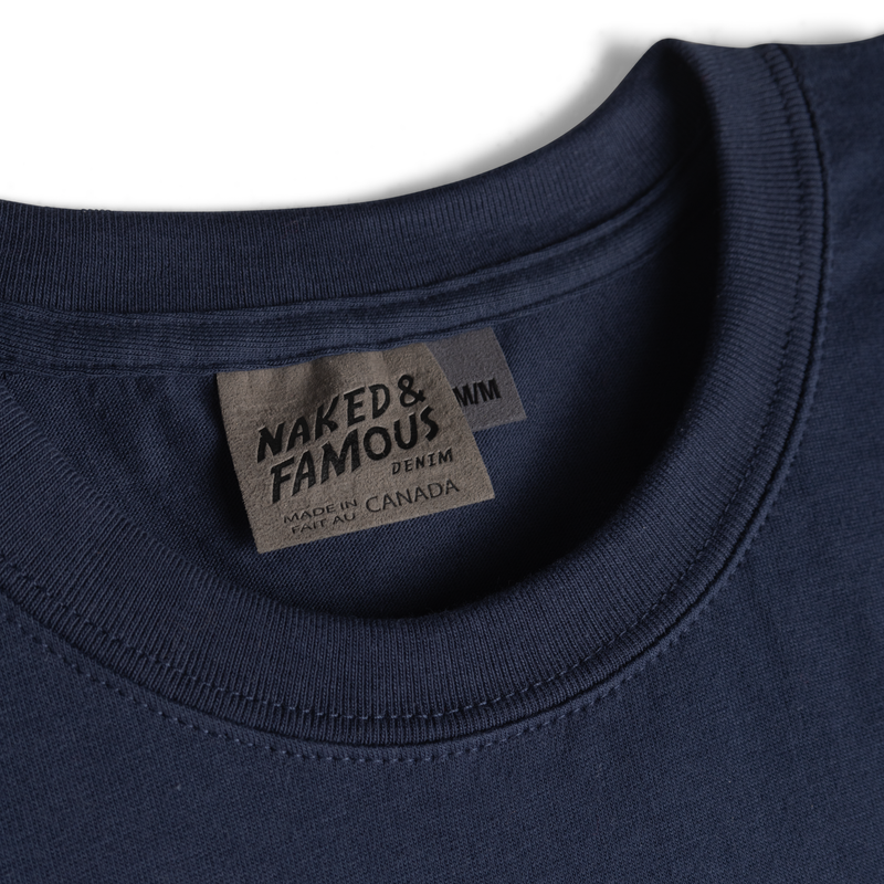 Pocket Tee - Navy - Botanical Print - Navy | Naked & Famous Denim