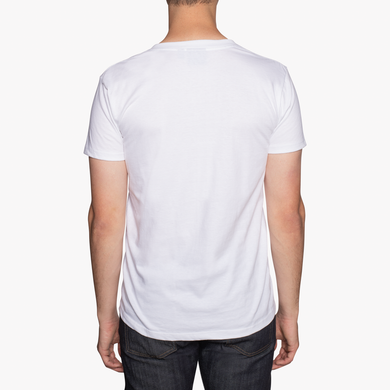 Pocket Tee - White - Botanical Print - Navy | Naked & Famous Denim