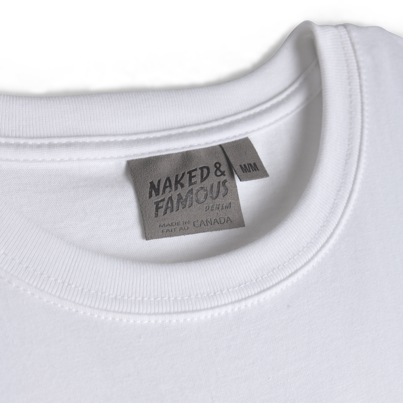 Pocket Tee - White - Botanical Print - Navy | Naked & Famous Denim
